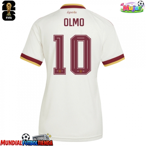 Camiseta España Dani Olmo #10 Segunda Equipación Replica Mundial 2026 para mujer mangas cortas
